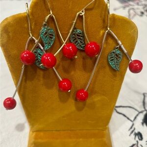 Whimsical Cherry Pierced Earrings